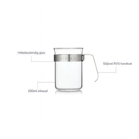 Koffieglas Barista & Co met RVS handvat voor een royale koffie of cappuccino.