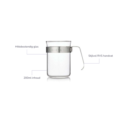 Set koffieglazen 200ml barista & co eigenschappen: hittebestendig glas, rvs handvat en 200ml inhoud